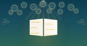 Glossário de Narcisismo: livro aberto com termos de abuso narcisista e elos de corrente quebrados simbolizando liberdade